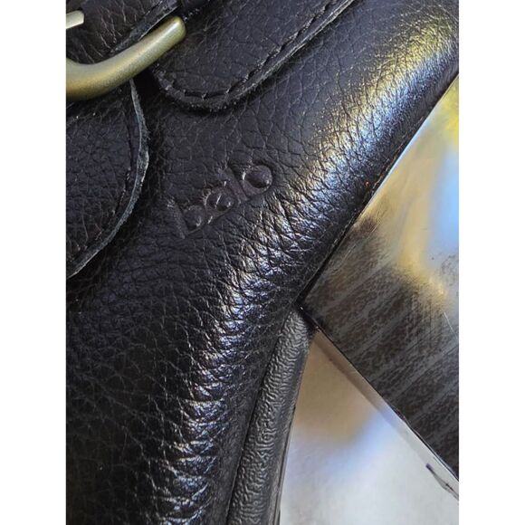 Bolo by Born Ankle Boots Leather Black Buckle Moto Goth Biker Block Heel Sz. 7.5 - Picture 6 of 15